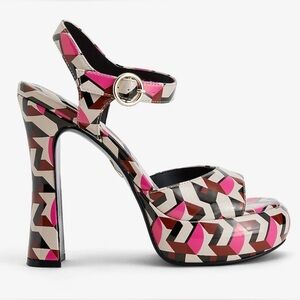Brian Atwood x Express Geo Platform Heeled Sandals NWT